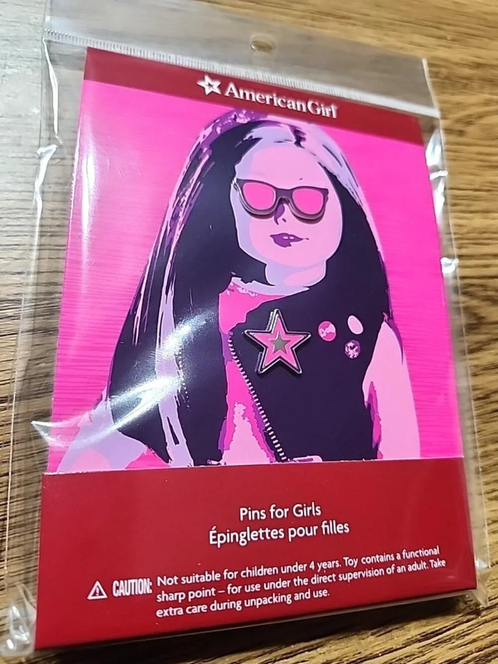 American Girl Doll 2-Pack Pins for Girls' Jacket Backpack Pink Sunglasses & Star